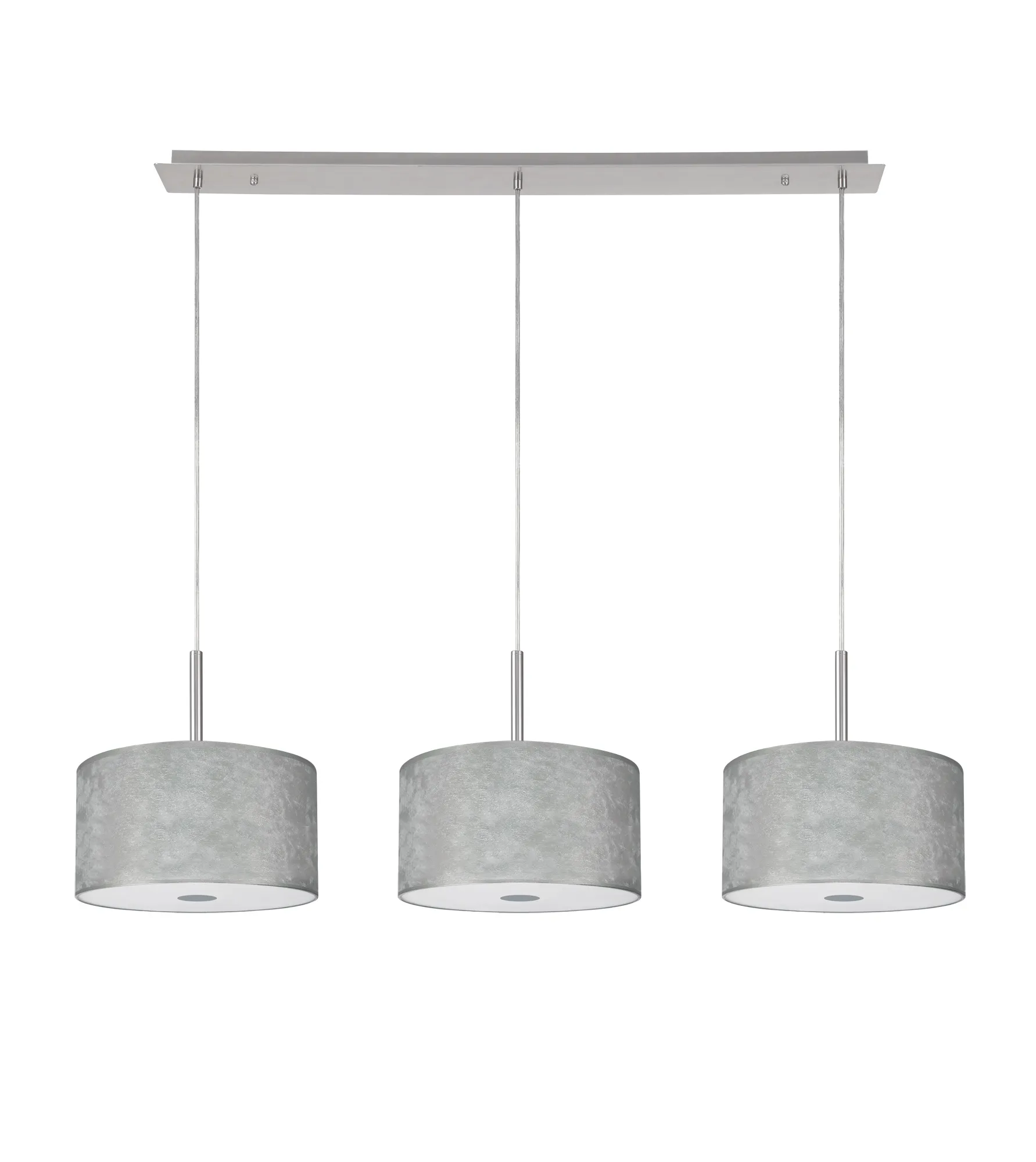 Baymont 30cm Shade 3m 3 Light Pendant Polished Chrome; Silver Leaf; Frosted Diffuser DK0809  Deco Baymont CH SL